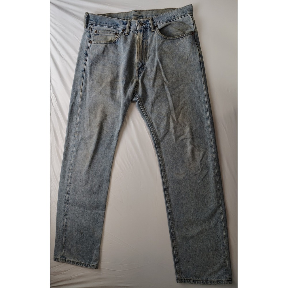 Levis 505 Original Fit Jeans Mens 34x32 Light Wash Blue Straight Leg Cowboy